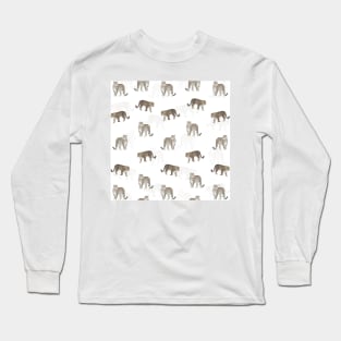 Modern Jungle Leopard Animals White Pattern Long Sleeve T-Shirt